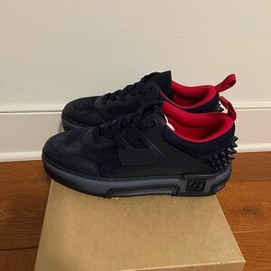 Sold on other site Christian Louboutin Black and Red Spiked Sneakers